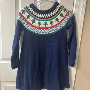 Hanna Andersson Blue Knit Sweater Dress with Pattern